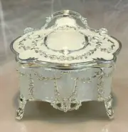 VINTAGE WHITE TIN ALLOY MUSIC BOX : HOWLS MOVING CASTLE