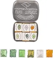 CSY art gallery Handmade Artist Watercolor Paint Set -Gold Metallic Glitter Solid Colors Painting- Retro Portable Metal Case-Pearlescent Glitter Color Set Sparkle Professional Watercolour (Paradise)