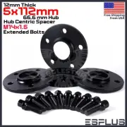 [4] 12mm 1/2" Audi 5x112mm CB 66.6 Wheel Spacer Kit 14x1.5 Ext Bolts Included (for: Audi)