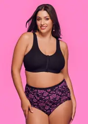 [Taking Shape] Taking Shape Cotton Front Opening Zip Bra Size 20dd in Black - Plus Size Women's Lingerie Black