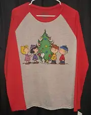 Peanuts Christmas Shirt, Red & Gray, Child Size M
