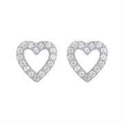 Bevilles Open Heart Stud Earrings in Sterling Silver