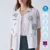 在飛比找momo購物網優惠-【ILEY 伊蕾】車袖造型假兩件式襯衫上衣(白色；M-XL；