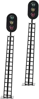 Totority DIY Model Train Scene Decor 2pcs Mini Traffic Lights Realistic Railroad Signal Lamps for Tabletop