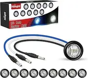 Nilight 3/4" Dual Color Marker Light 10PCS Blue to White Auxiliary Side Marker Bullet Clearance Indicator Lights 3 Plug Connector IP68 Waterproof for Trailer Truck Pickup Camper RV ATV UTV Van Bus