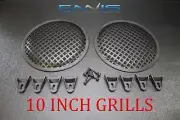 (2) 10 INCH STEEL SPEAKER SUB SUBWOOFER GRILL MESH COVER W/ CLIPS SCREWS GLKT-10