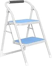 step ladder Step Ladder Folding Step Stool 2 Step Heavy Duty Steel Sturdy Wide Pedal Lightweight Anti-Slip Portable & Collapsible Long Handrails Perfect for Kitchen & Household folding step stool(Blue