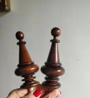 2 WOODEN FINIALS ANTIQUE CLOCK BECKER,LENZKIRCH... No.9
