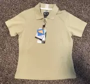 NEW Lady Adidas ClimaLite Solid Stretch Polo Cactus & White Small Women’s