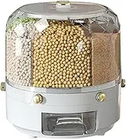 Grain Dispenser - Rotating Rice Bucket, Round Grains Storage Container | 6 Grids Grain Storages Box, Dry Food Sealed Storage Kitchen Organization for Bean, Cereal, Candy, Cabinet Counterrtop Closet