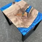 Square Blue Epoxy Resin River sofa Center Side End Table Top CUSTOM TO MADE Deco