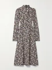 [Sea] Sea - Carson Floral-print Stretch-jersey Midi Dress - Black - x small x small Black