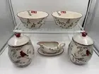 5 Pc NEW RARE Better Homes and Gardens Mistletoe Dish Ware Bowl Cookie Jar Gravy