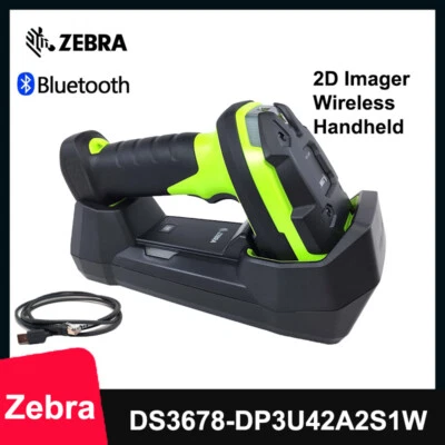 Zebra DS3678-DP3U42A2S1W 2D Bluetooth Wireless Barcode Scanner w/ Cradle & Cable