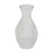 Mini Clear Wave Design Glass Collectible Round Bud Vase H = 4.5 in Vintage Style