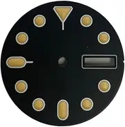 NPKNGZTATW 28.5mm Orange Watch Dial Japan C3 Luminous Single and Double Calendar Watch Face Watches Accessories for NH35/ NH36A Movement dial(Double Calendar)