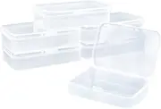 YASUOA Plastic Box Pin Holder Mini Storage Containers with Hinged Lid Bobby for Business Card Crafts Screws Drills Tiny Bead (3.5x2.5inch) Small Rectangle 6 Pack