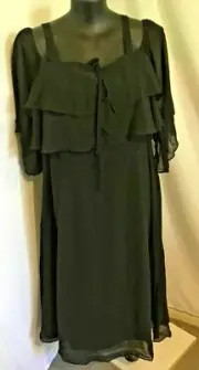 AUTOGRAPH BLACK "SHEER" COLD SHOULDER STRAPY DRESS SZ 22-NEW REDUCED PRICE!!