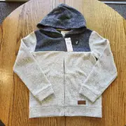 Quicksilver Youth Boys M/12 Hooded Full Zip Jacket Keller Block Gray & Blue NWT