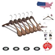 Luxury Wooden Suit Hangers - 12 Pack with Extra Wide Shoulders & Swivel Hooks