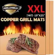 2pc XXL 25"X19" Golden Grill Mats Baking Non Stick BBQ Mat Bake Cook Oven Sheet