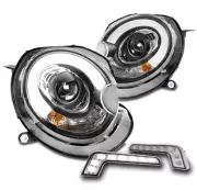 For 07-13 Mini Cooper LED Tube Projector Black Headlight Lamp w/Bumper DRL LH+RH (for: Mini)