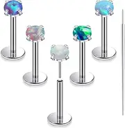 [Xnsjeyy] 20G 18G 16G Titanium Threadless Flat Back Earrings Nose Ring Studs Tragus Labret Medusa Piercing Jewelry G23 Monroe Lip Ring Snake Bite Forward Helix Conch Cartilage Earrings Piercing Jewelry