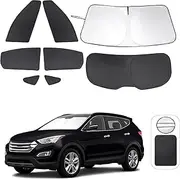 TINGLU Window Shades for Hyundai Santa Fe 2013-2018 Accessories Car Side Full Windows Rear Triangular Windshield Sun Shade Sun UV Rays & Privacy Protection for Camping,Napping,and Relaxing 8PCS