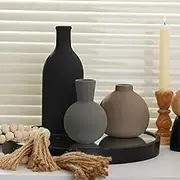 Ceramic Vase Set of 3, Vases Home Decor Rustic Vase Farmhouse Decor Vase Pottery Vases for Table, Living Room, Kitchen, Bedroom, Bathroom, Bookshelf, Entryway Decor