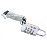 Luggage Cable Lock 4 Digit Combination Padlock 3.3Ft Spring Cable Gray
