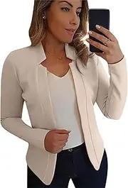 [yoneoisuou] Womens Long Sleeve Solid Color Blazer Open Front Work Loose Blazer Jacket