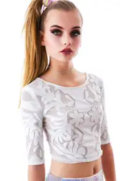 Fresh Flowers Mesh Insert Crop Top