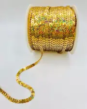 TRIMPLACE GOLD HOLOGRAM 1/4 INCH SLUNG SEQUIN 72 Yards