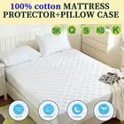 Mattress Protector Quilted 100% Waterproof Cotton Cover Queen Double King Single