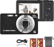 2.7-inch TFT Portable Digital Camera 56MP 4K Ultra HD 20X Auto Focus Self-Timer Face Detection -Shaking with 2pcs Batteries Hand S Great for Teens Black