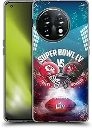 Head Case Designs Officially Licensed NFL Kansas City Chiefs vs Tampa Bay Buccaneers 2021 Super Bowl 55 Versus Soft Gel Case Compatible with OnePlus 11 5G