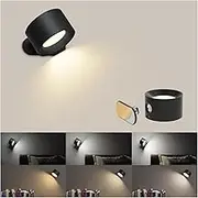 AKSDA Led Wall Sconces, Wall Lamps with Battery Operated , Wall Mounted Cordless Lights with 3 Color Temperature&3 Brightness, 360° Magnetic Ball, USB Charging Port for Reading Study Bedside