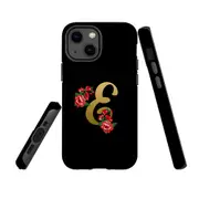For Apple iPhone 13 mini Case, Armour Back Cover, Embellished Letter E
