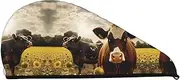 GDSHJKLW 3D Animal Brown Cow Drying Hair Caps Super Absorbent Soft Hair Drying Towel Quick Dry Coral Velvet Hair Drying Cap Hair Turban for Women Wet Hair Long Thick Hair