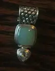 LORI BONN STERLING, CHALCEDONY & WHITE TOPAZ PENDANT SLIDE! NEW, NEVER WORN!