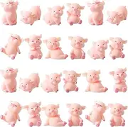 Sintuff 24 Pcs Mini Pig Figurines Cupcake Toppers Tiny Resin Pigs Pig Toy Statues Figurines Crafts for Kids Birthday Cake Baby Shower Theme Party Home Garden Supplies Decorations