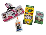 Back to School Kit LOL Storage Box Colored Pencils Glue Band-aids Fun Unique