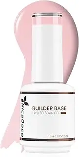 Nicedeco Builder Nail Gel 15ML 8 in 1 Builder Base Gel Clear Gel Nail Polish Strengthener Gel Hard Gel Builder Extension Nail Gel for Nail Art Design-018 Cruelty-Free & Vegan