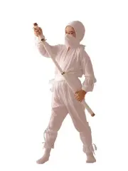 JAPANESE ASSASSIN SHINOBI SAMURAI WARRIOR WHITE NINJA CHILD BOY KIDS COSTUME