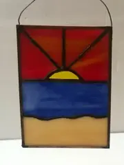 Beach Sand at Sunset Suncatcher Stained Glass Panel Ready to Hang