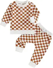 [Karesoull] Baby Toddler Boy Clothes Set Long Sleeve Checkered Tops with Casual Pants Fall Winter Infant Outfit