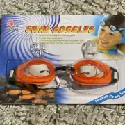 Swimming Goggles Unisex Youth Orange Head Strap Adjustable Swim Beach Age 3+