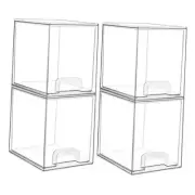 Pack Clear Stackable Storage Drawers,7.6" H Plastic Organizers Bins for 4