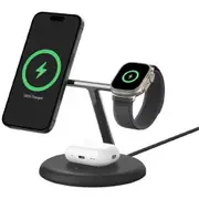 Belkin BoostCharge Pro 3-in-1 Magnetic Wireless Charging Stand with Qi2 15W - Black [WIZ023auBK]