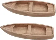 HIAKDOFT Miniature Wooden Canoe Model Decorative Sailboat Sculpture Home Decor Accessory
